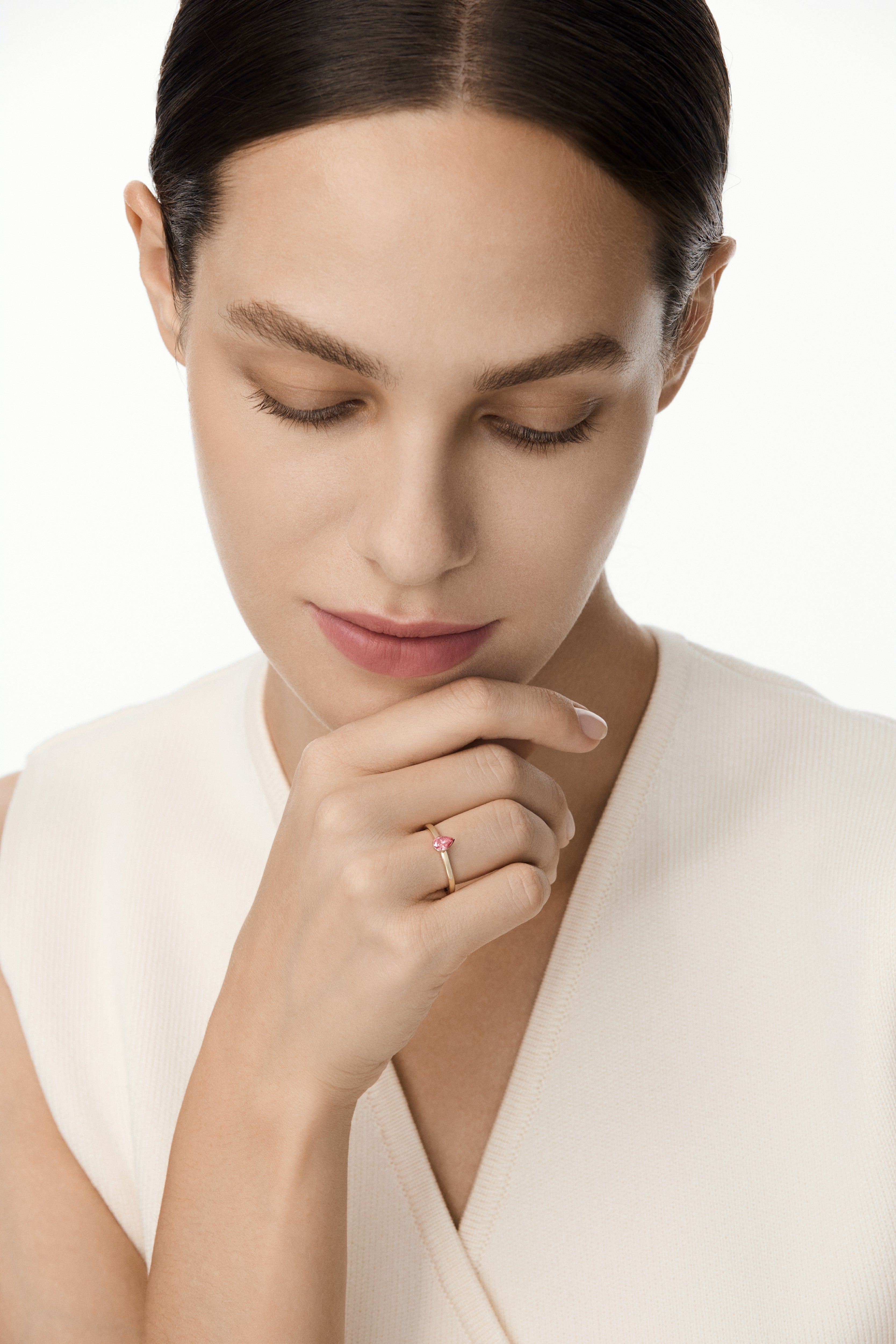 Audrey Solitaire Ring Glacier White